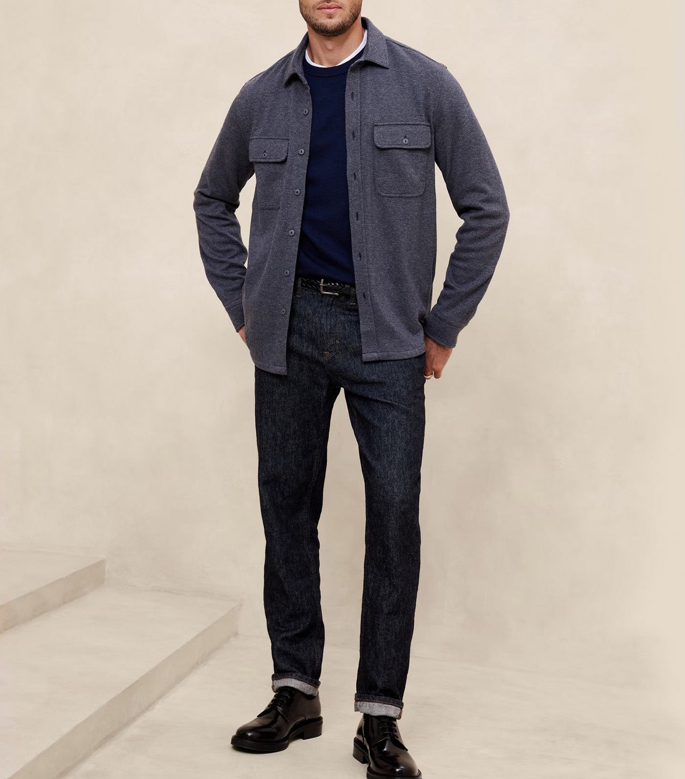 Twill Knit Shirt Navy Blue