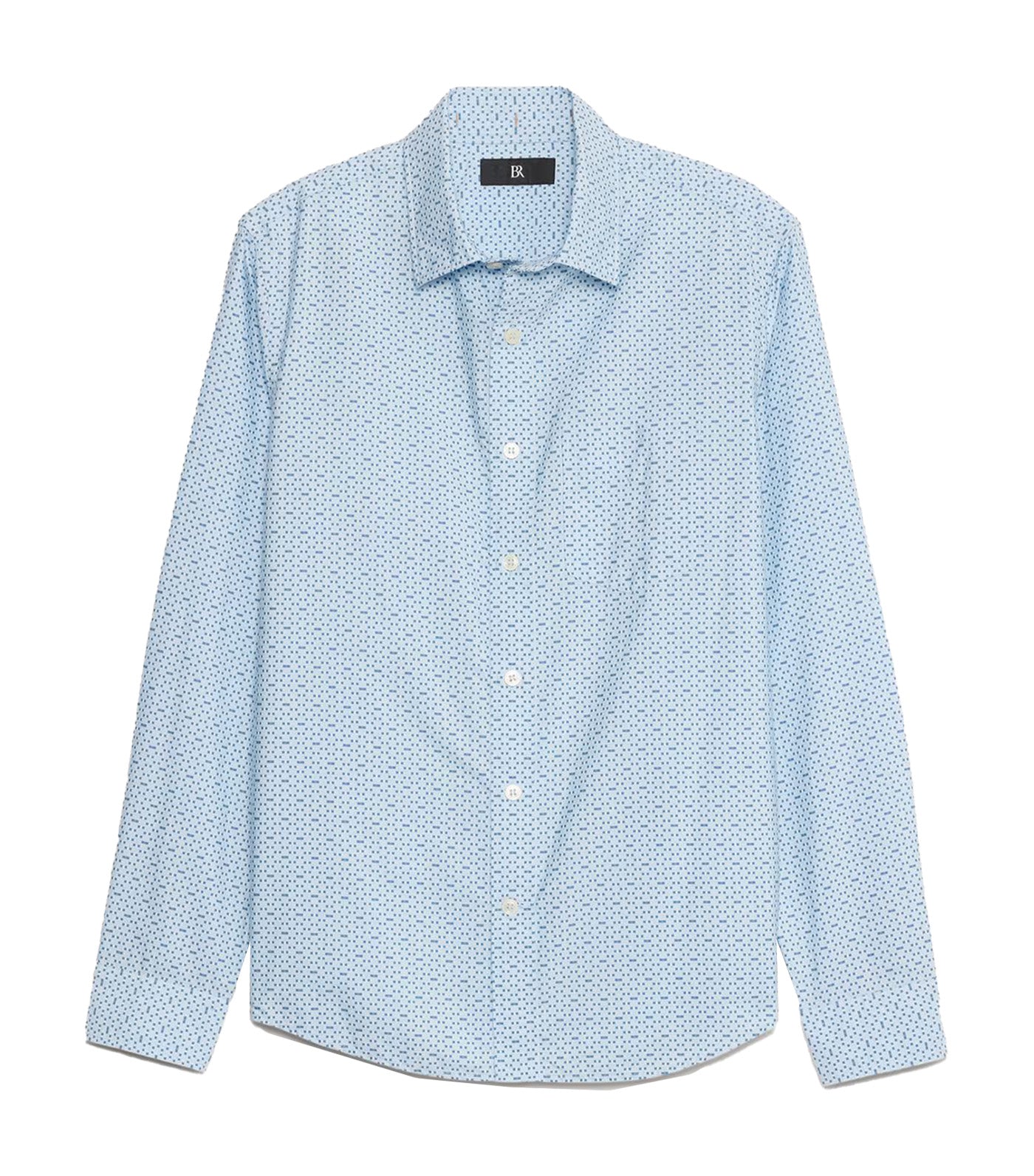 Washed Cotton Poplin Shirt Blue Mini Geo