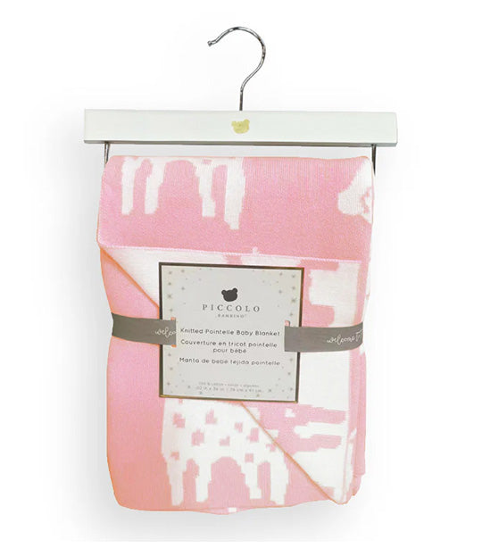 Jacquard Reversible Blanket With Gift Hanger - Pink