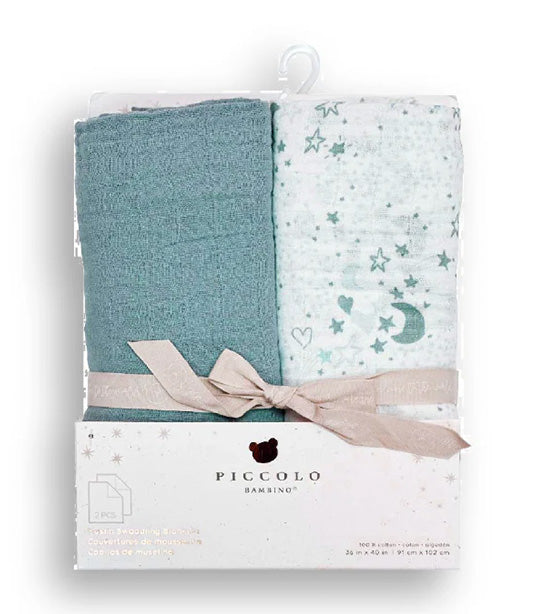 2-Pack Muslin Swaddle 36" X 40" Header - Wrap-Green