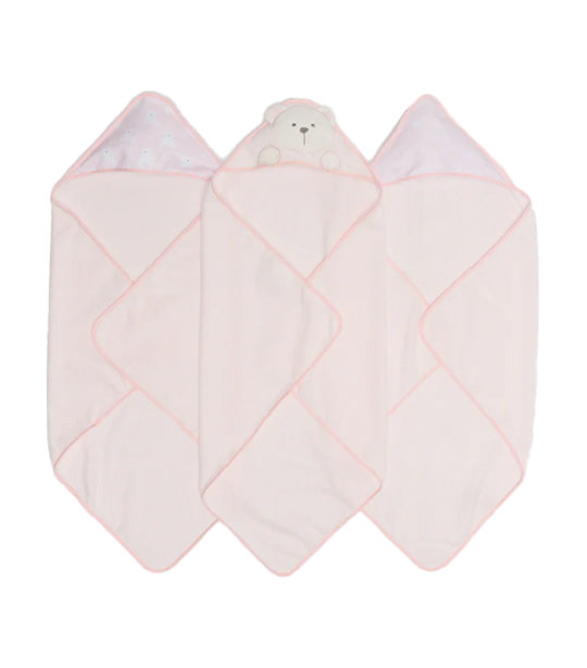 3 Pack Hooded Towels Pink