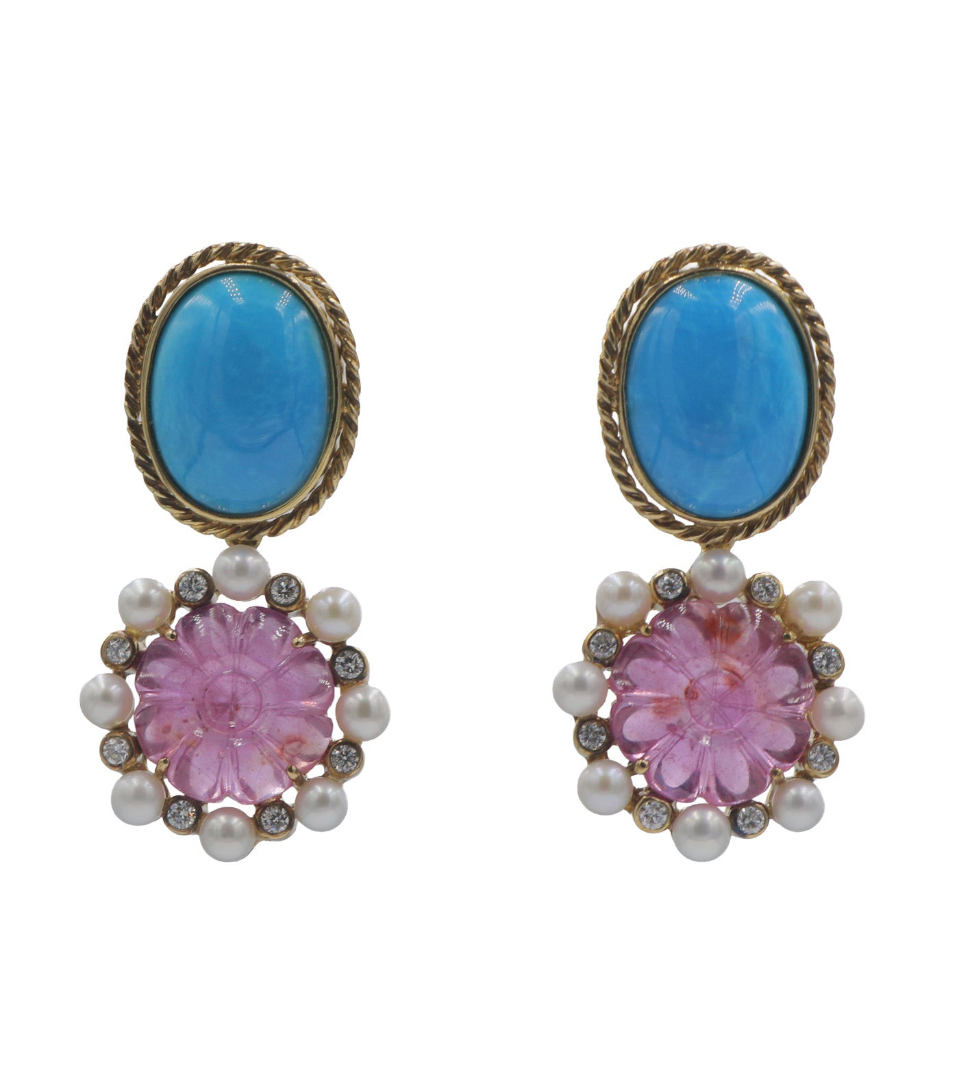 Tourmaline Earrings Pink and Turquoise