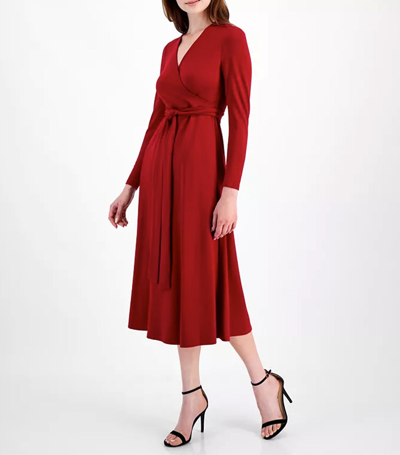 Women's Serenity Faux Wrap Midi Dress Titan Red