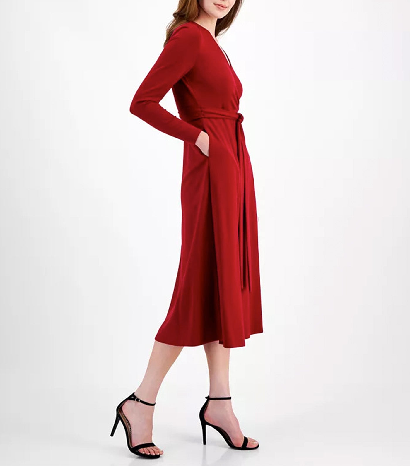 Women's Serenity Faux Wrap Midi Dress Titan Red