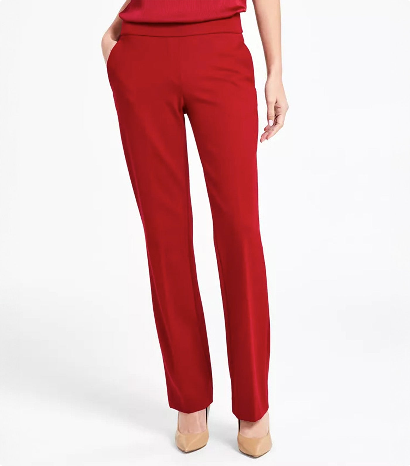 Women's Mid-Rise Pull-On Slash Pocket Pants Titan Red