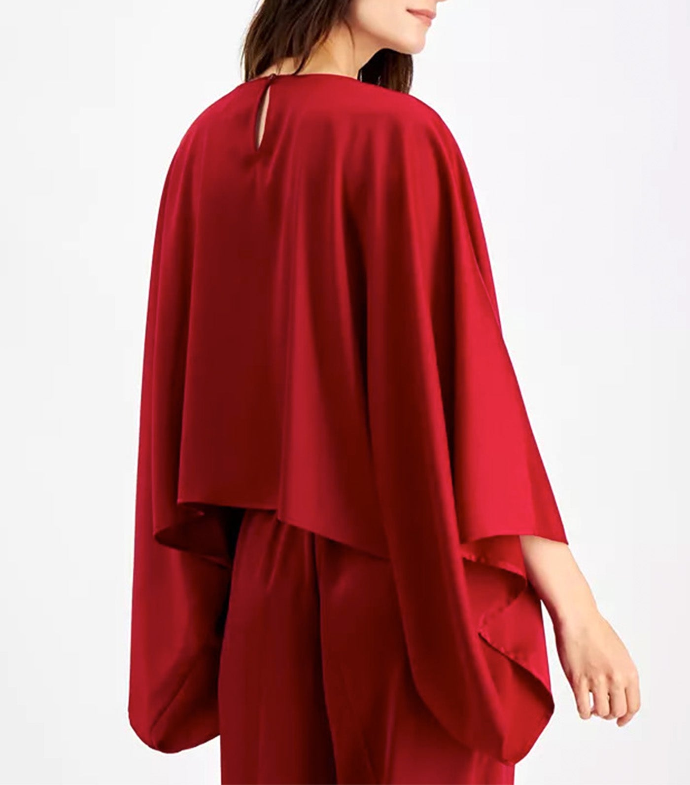 Women's Boat-Neck Dolman Sleeve Cape Blouse Titan Red