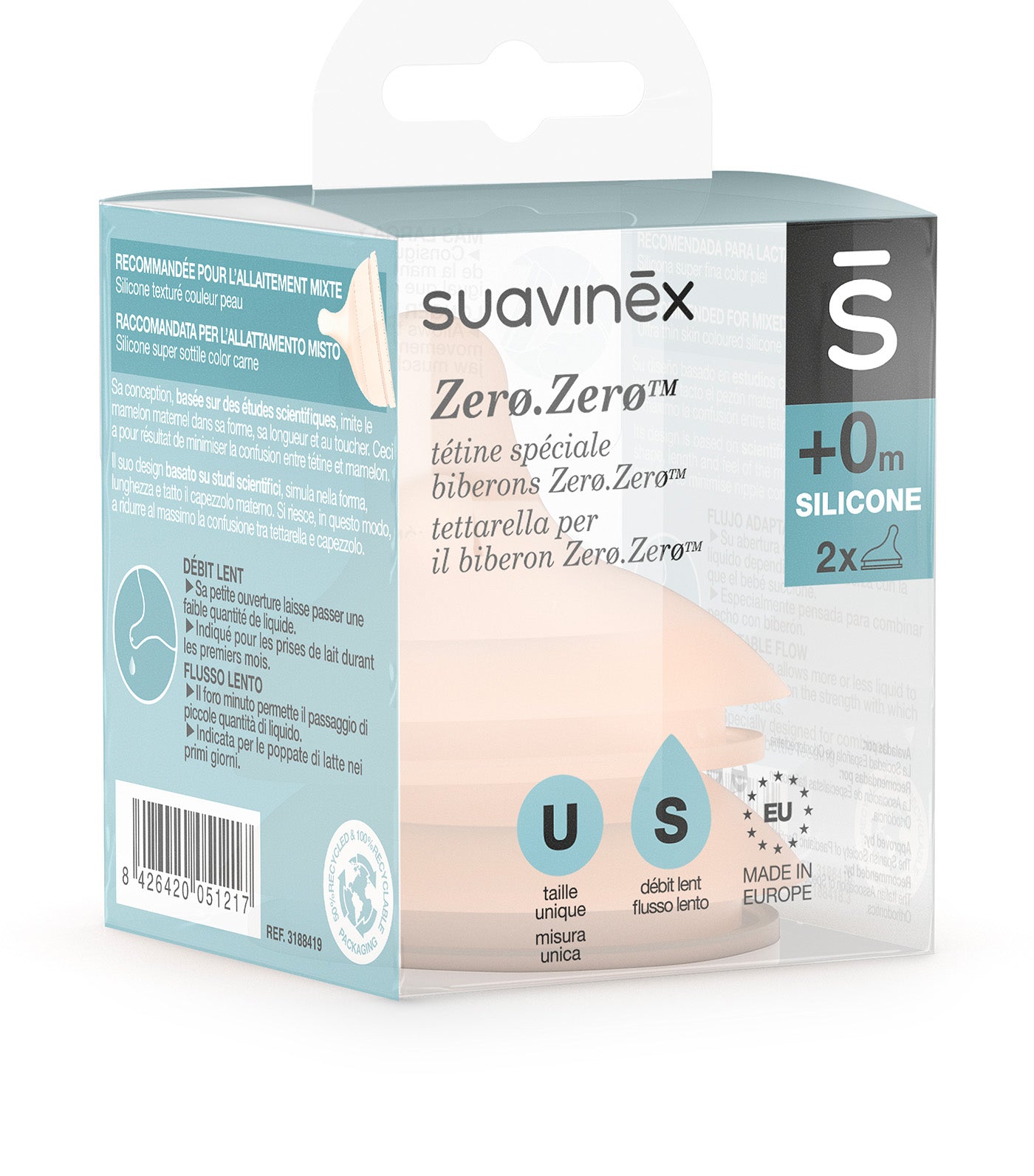 Zero Zero Anti-Colic Silicone Nipple Teat Slow Flow - 2 Pack