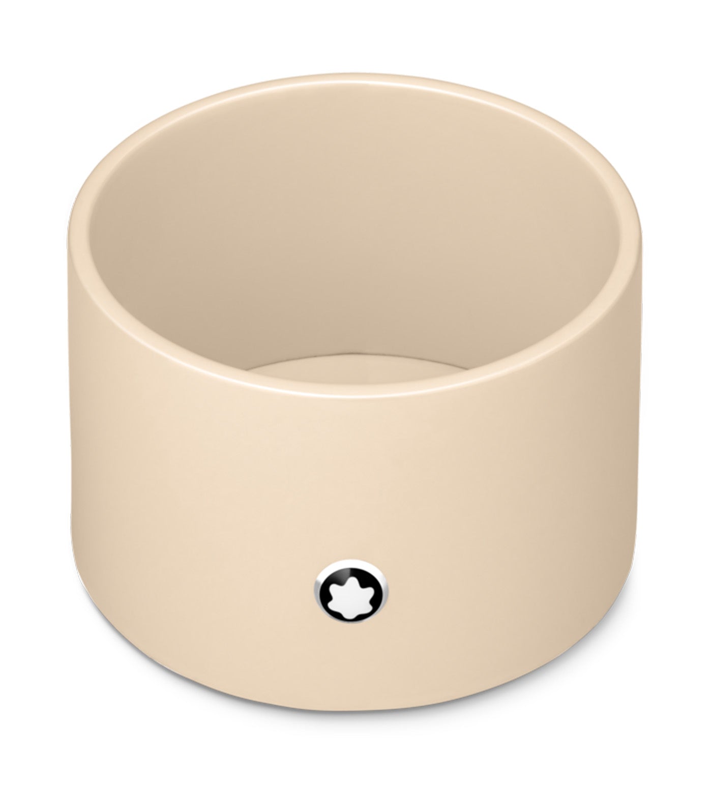Round Desk Tray in Ivory Colored Lacquer Wood