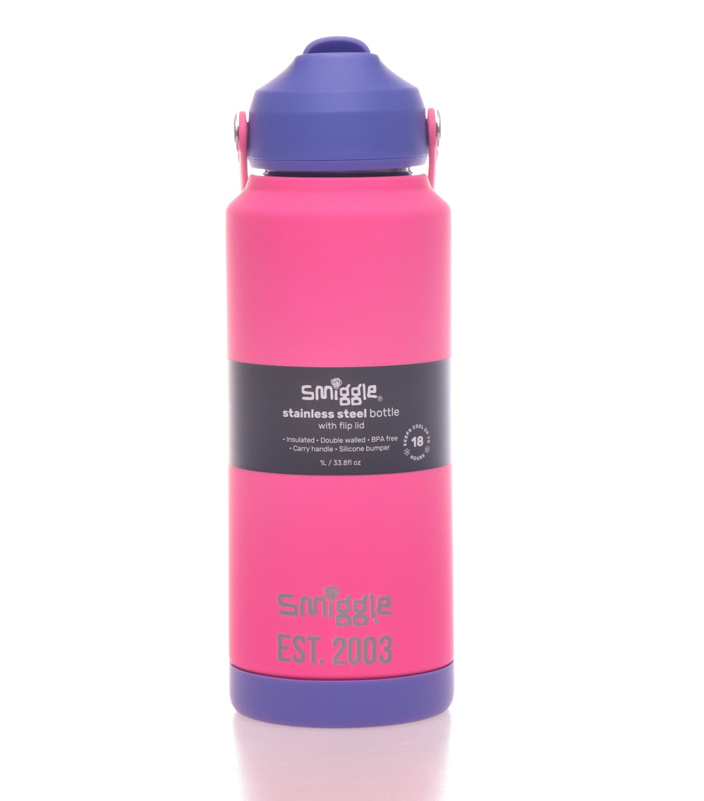 Squiggle Insulated Stainless Steel Drink Bottle 1L Pink/Purple