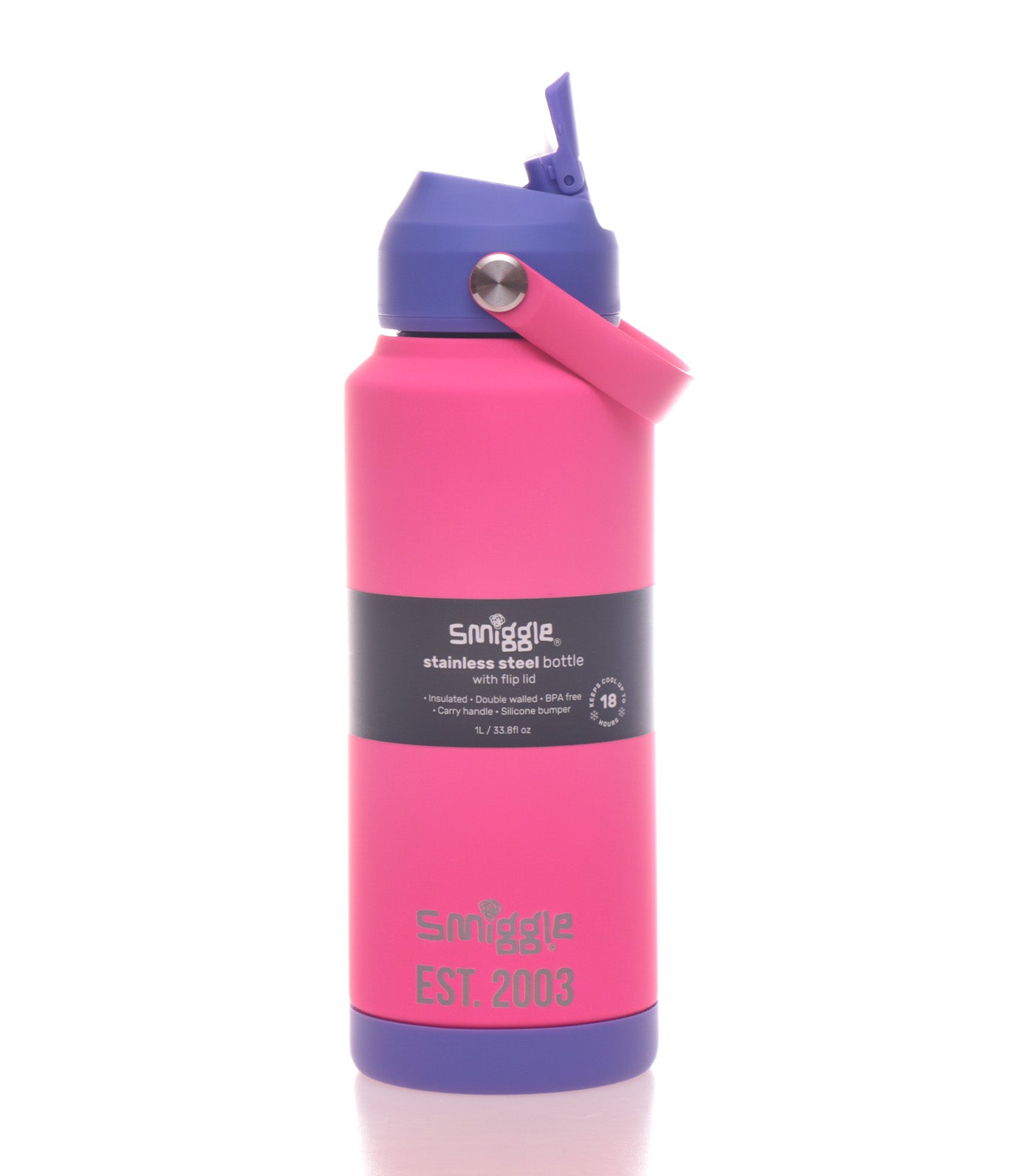 Squiggle Insulated Stainless Steel Drink Bottle 1L Pink/Purple