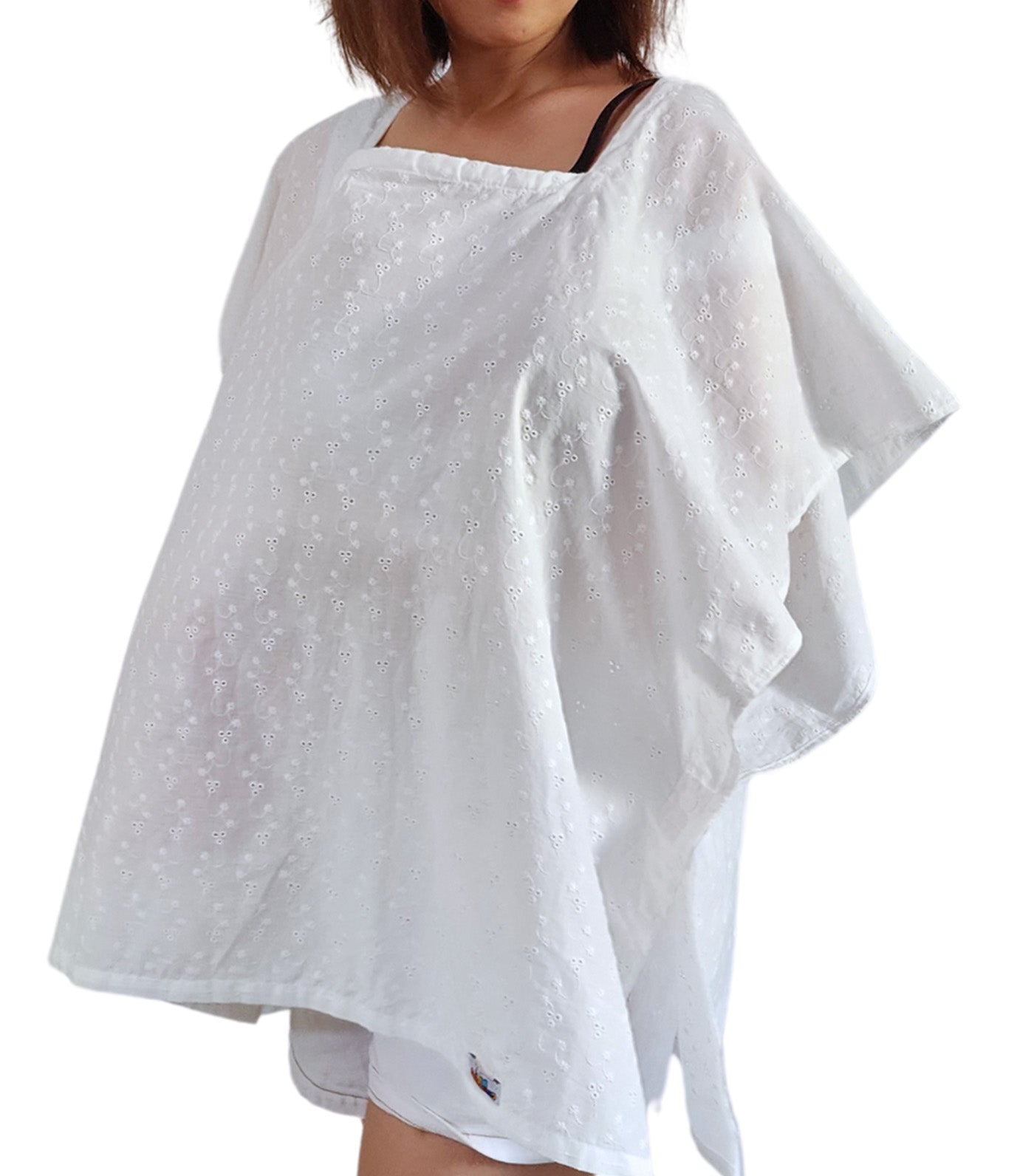 Poncho Nursing Cover - Eyelet White