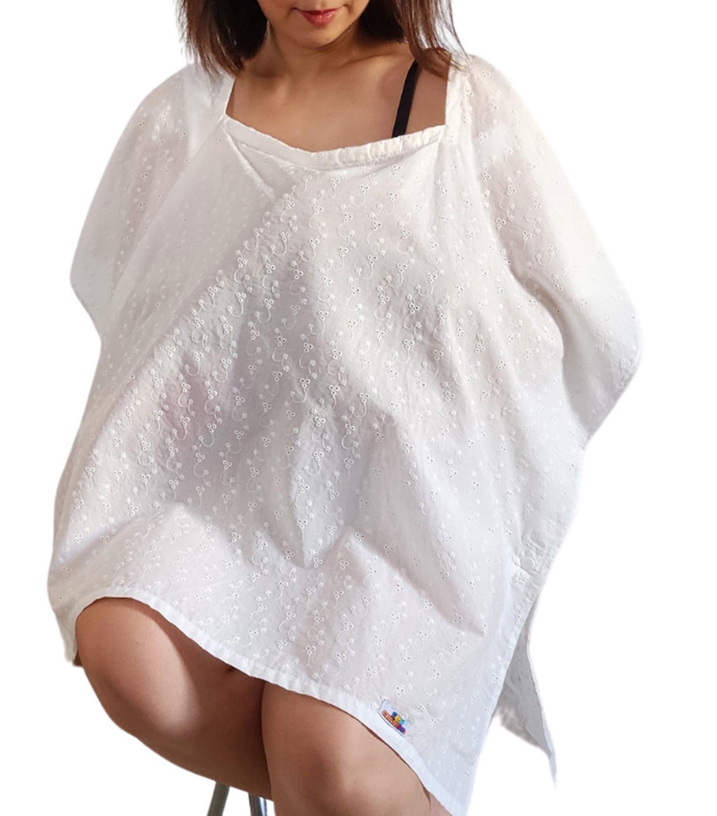 Poncho Nursing Cover - Eyelet White