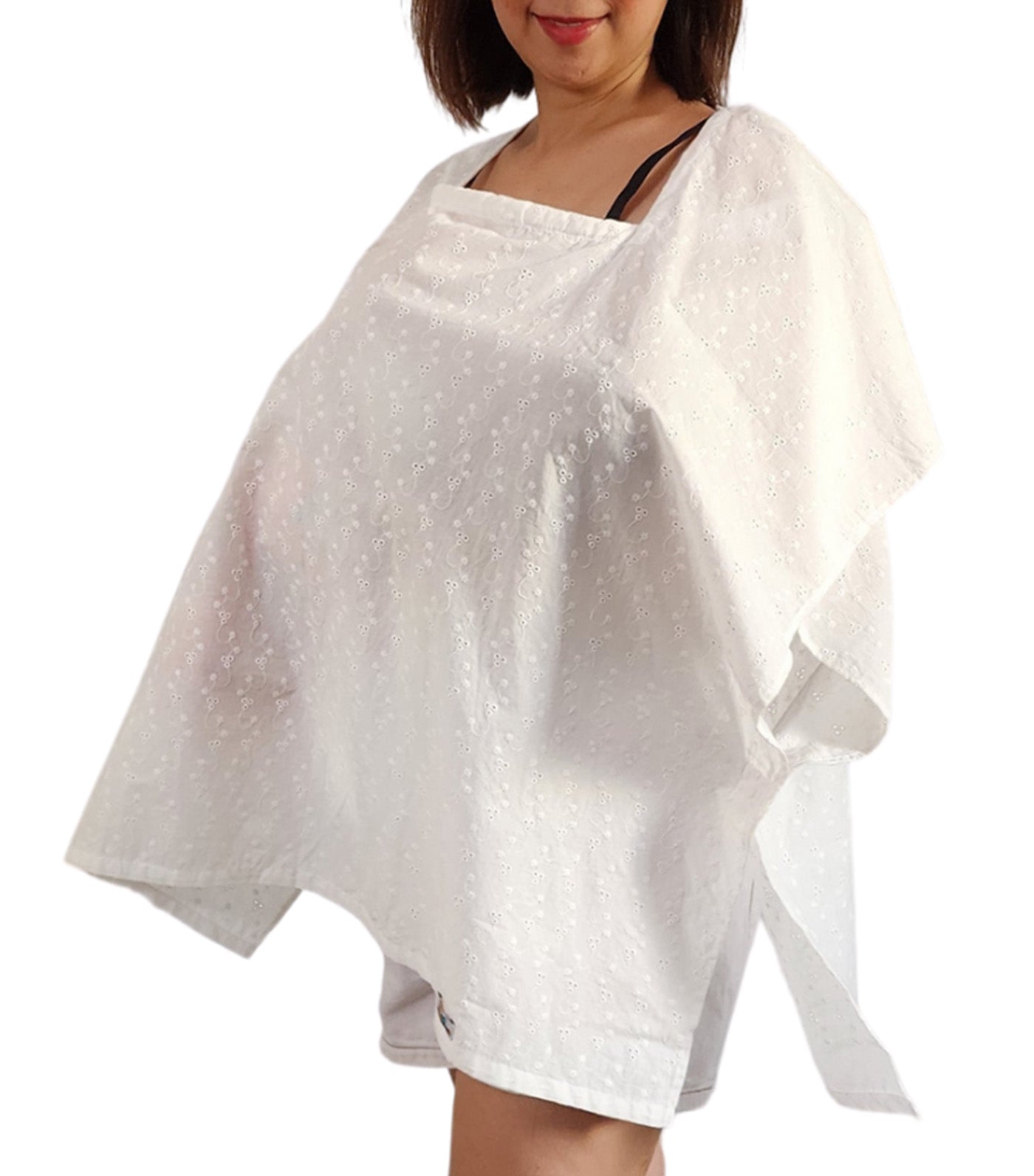 Poncho Nursing Cover - Eyelet White