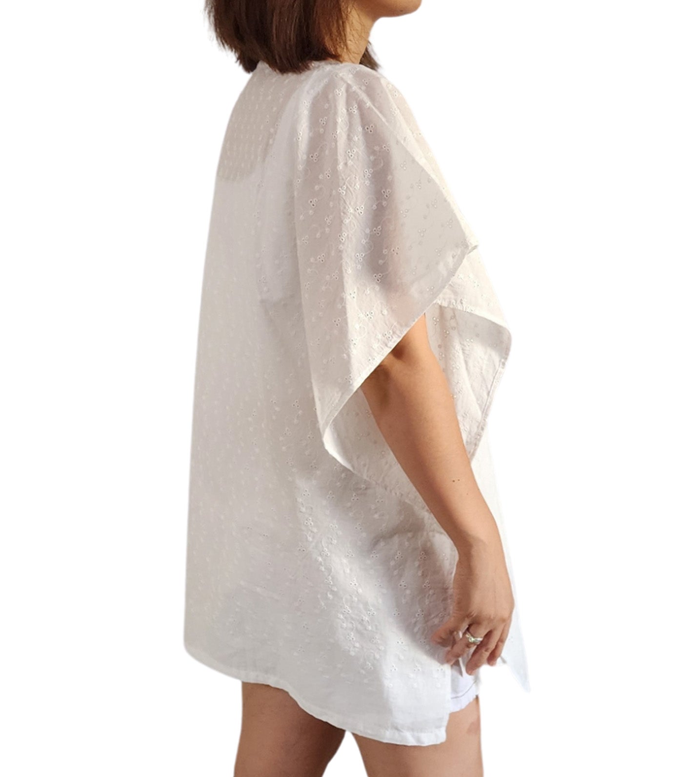 Poncho Nursing Cover - Eyelet White