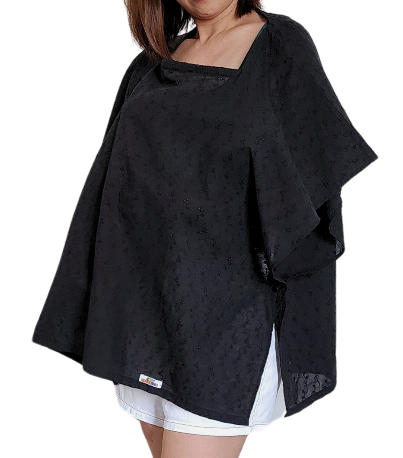 Poncho Nursing Cover - Eyelet Black