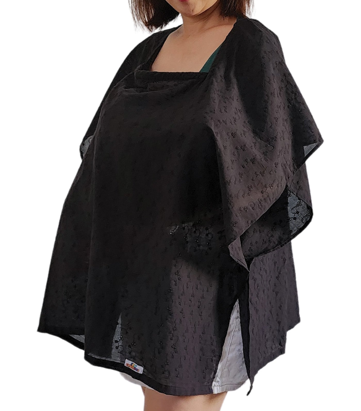 Poncho Nursing Cover - Eyelet Black