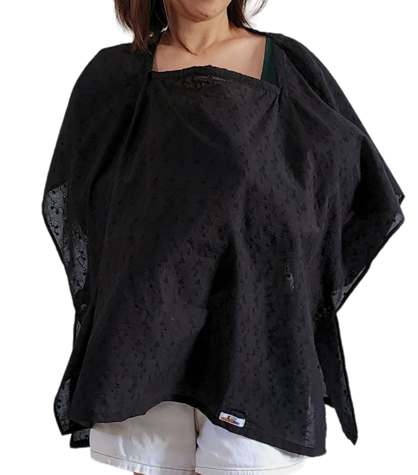 Poncho Nursing Cover - Eyelet Black