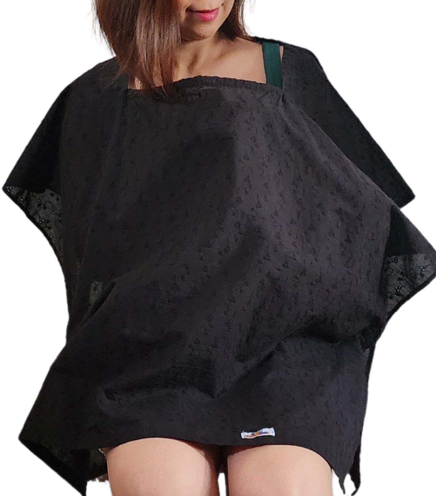 Poncho Nursing Cover - Eyelet Black