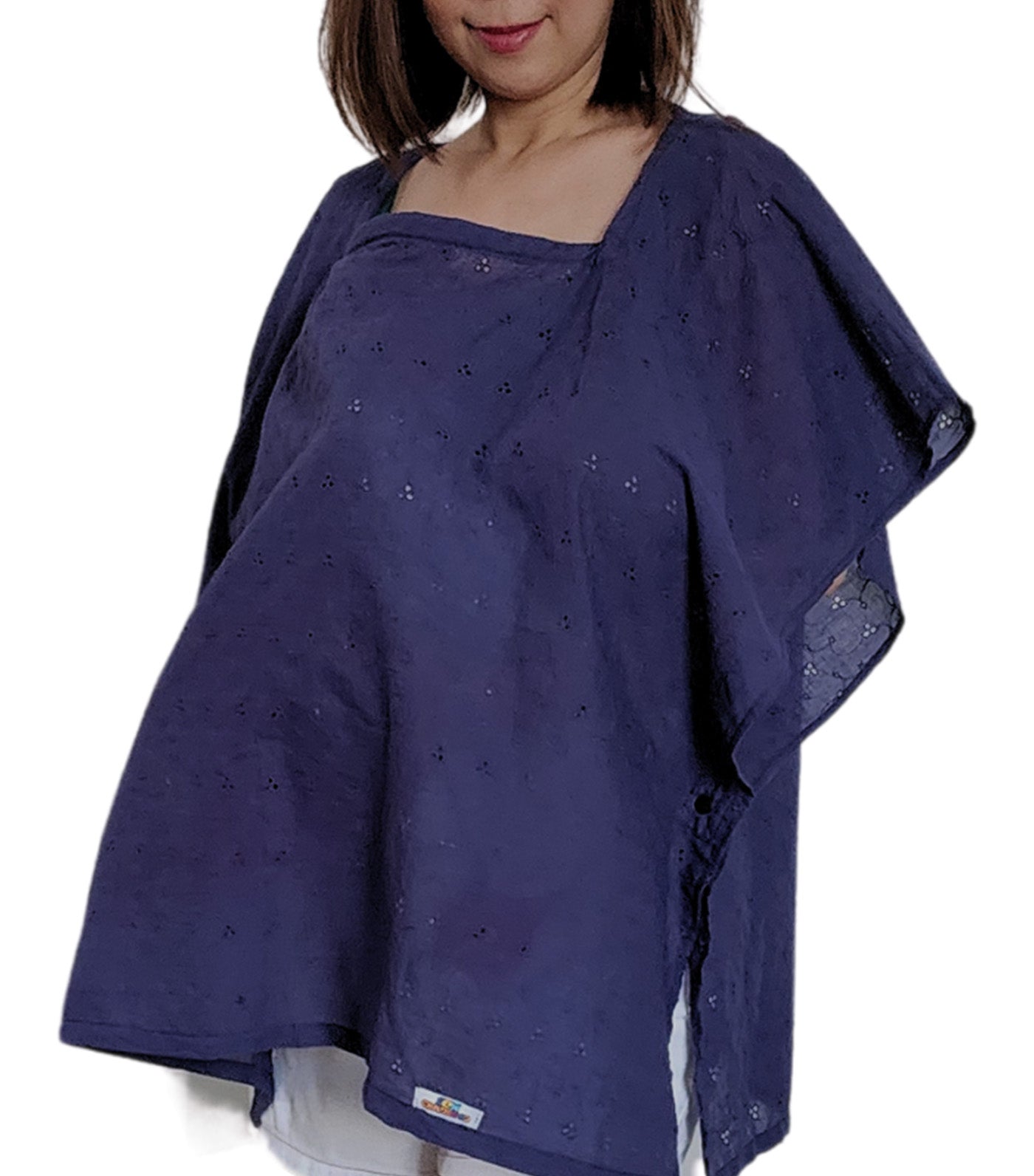 Poncho Nursing Cover - Eyelet Navy