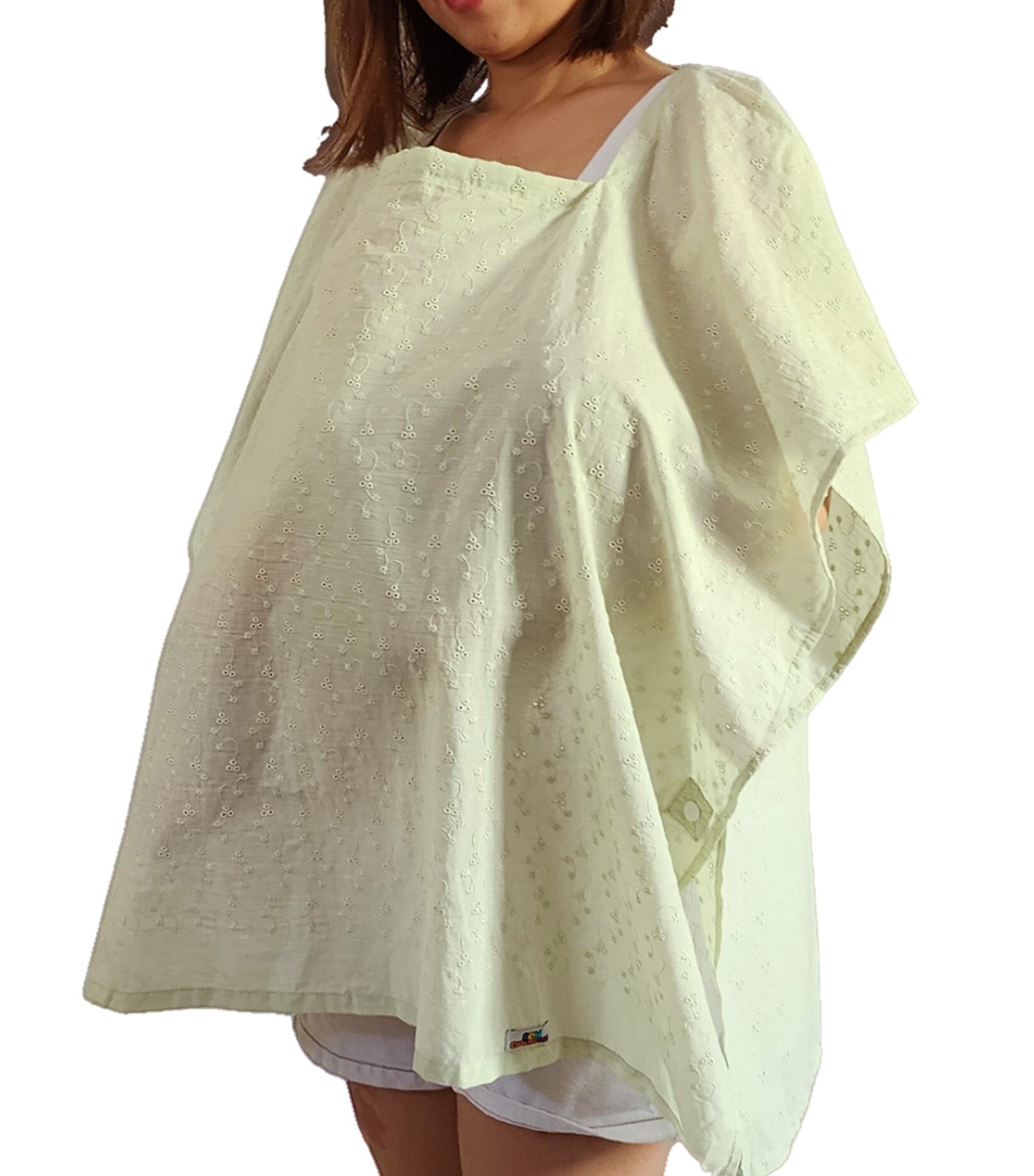 Poncho Nursing Cover - Eyelet Pistachio