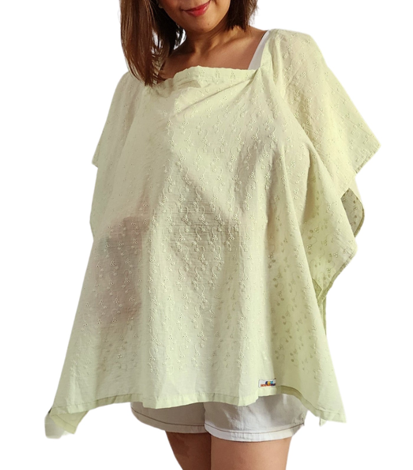 Poncho Nursing Cover - Eyelet Pistachio