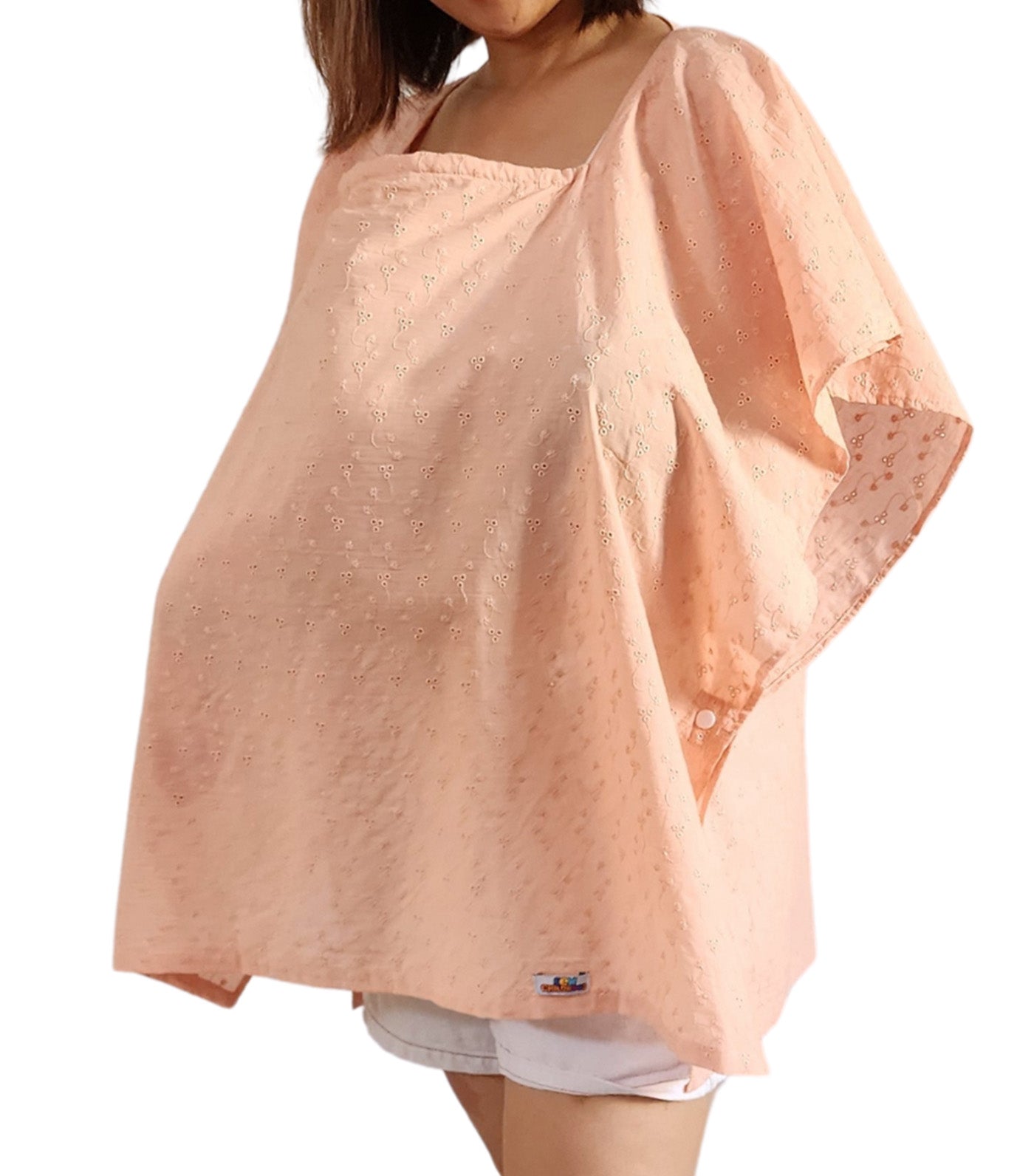 Poncho Nursing Cover - Eyelet Peach