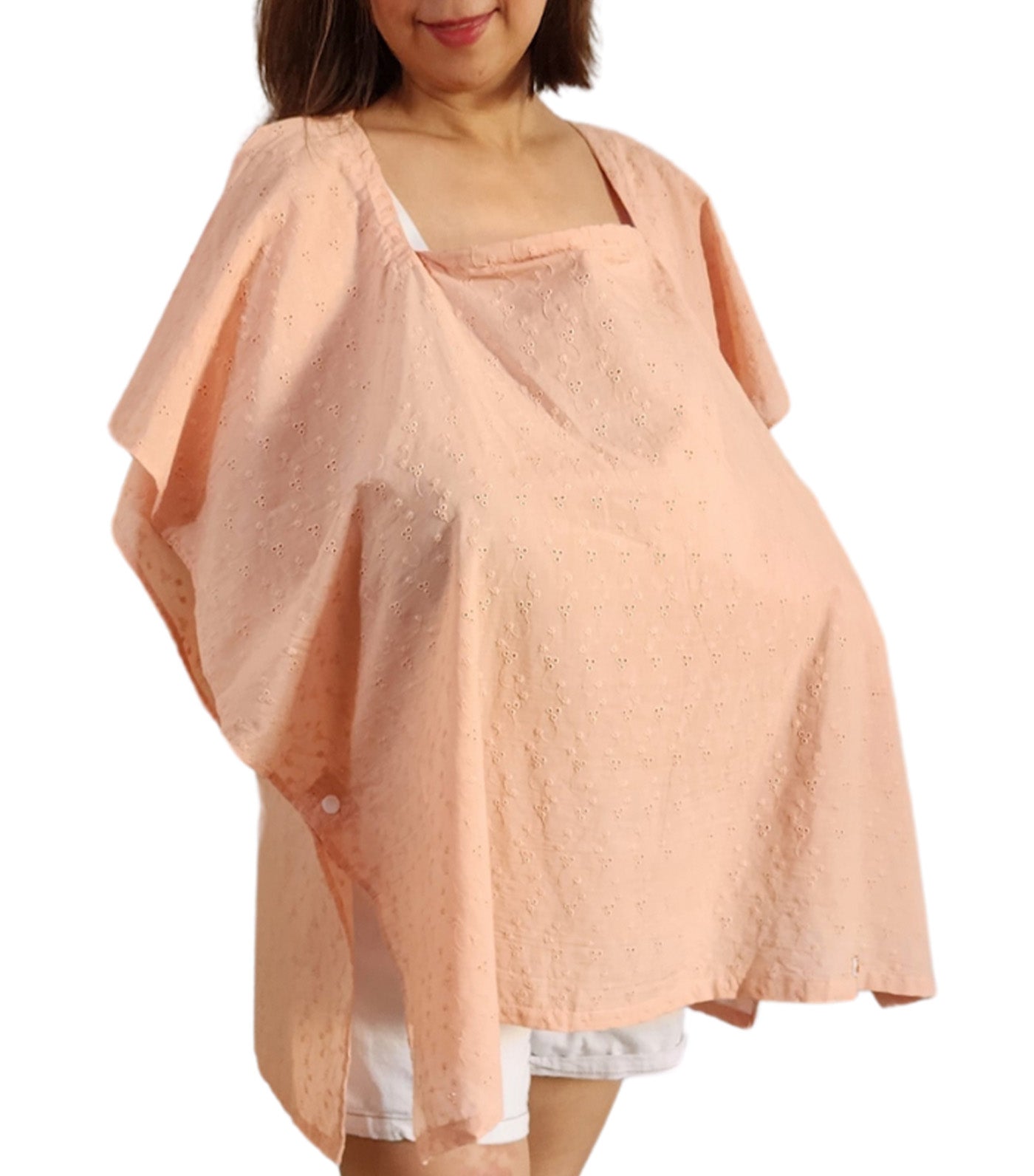 Poncho Nursing Cover - Eyelet Peach