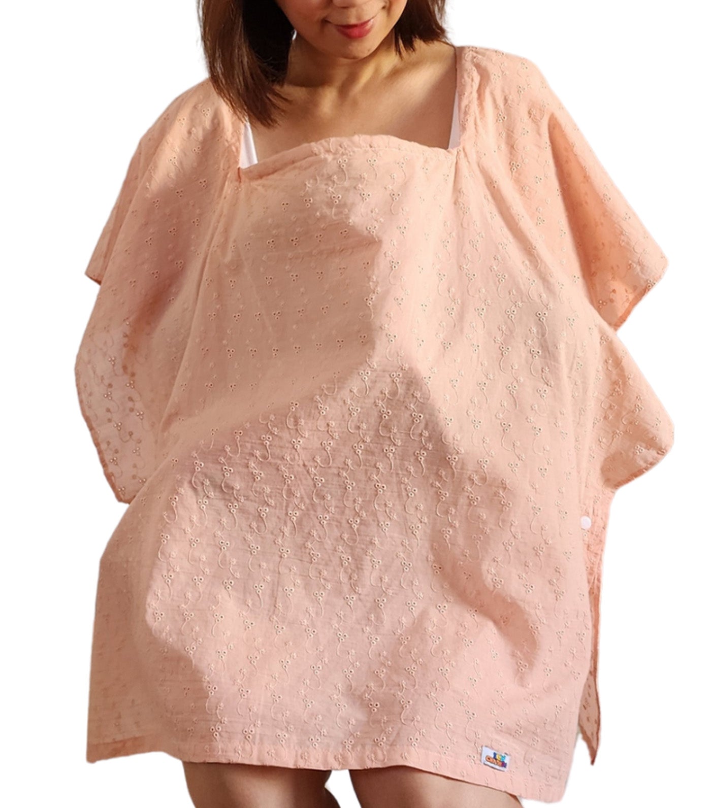 Poncho Nursing Cover - Eyelet Peach