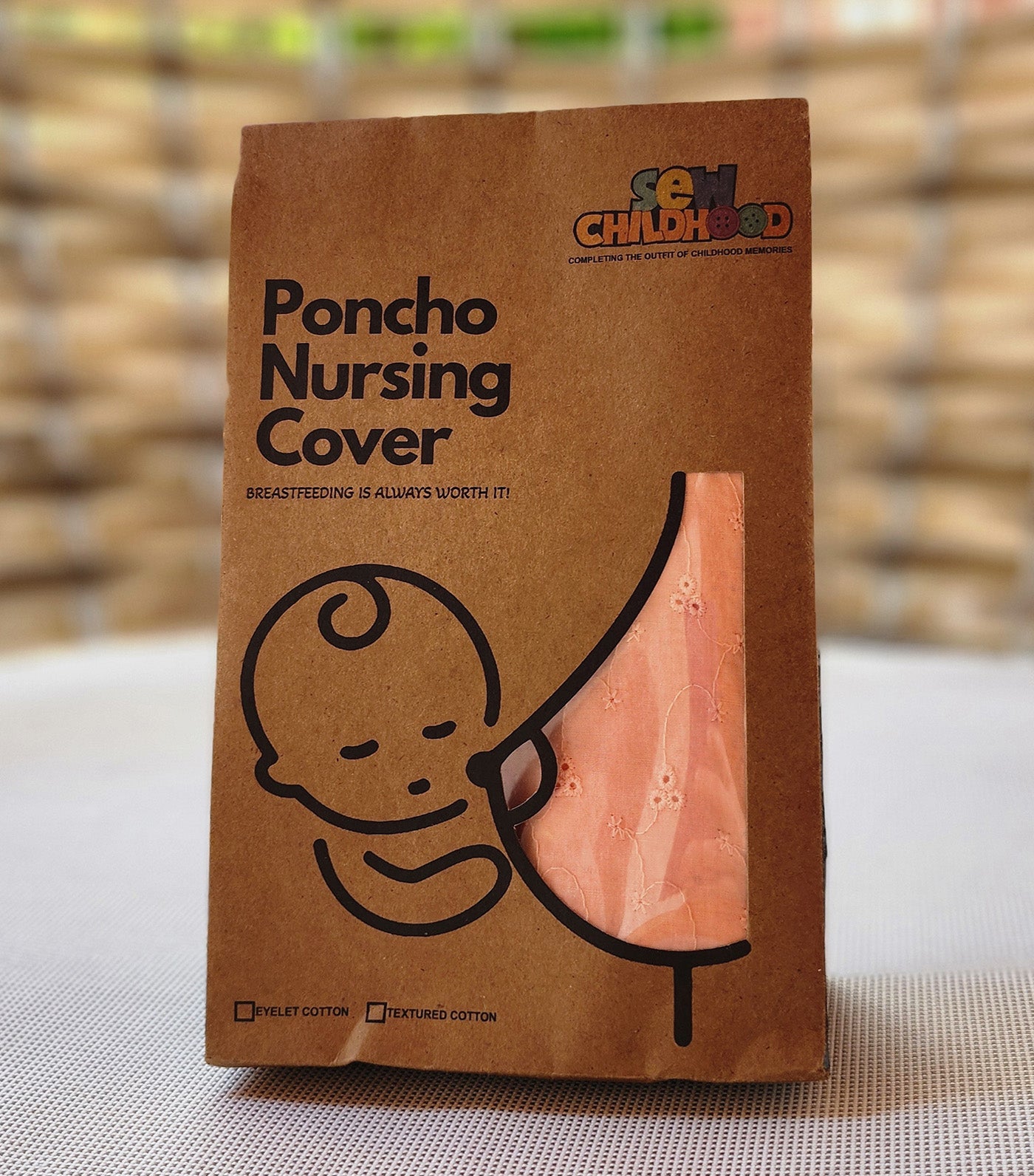 Poncho Nursing Cover - Eyelet Peach