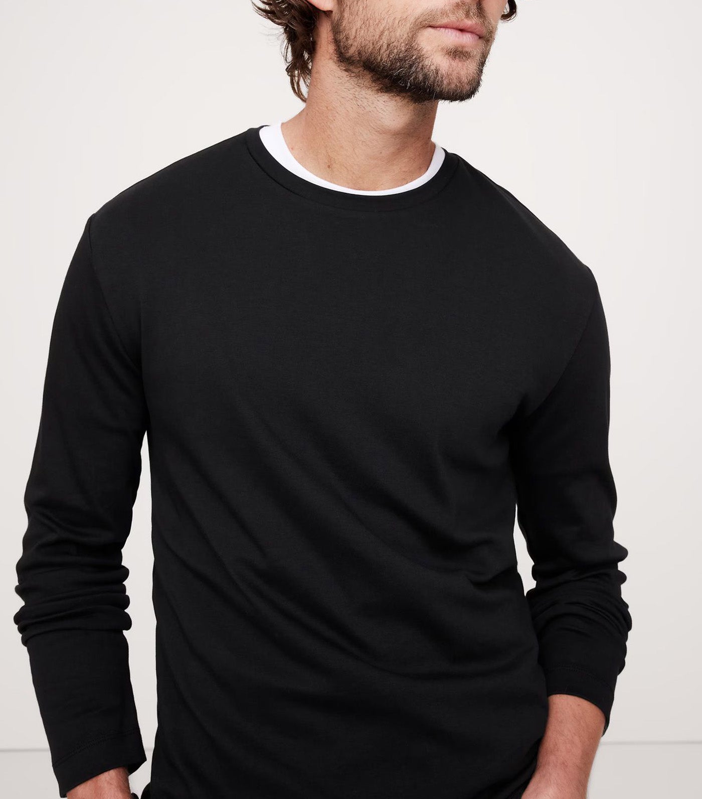 Luxury-Touch Long-Sleeve T-Shirt Black