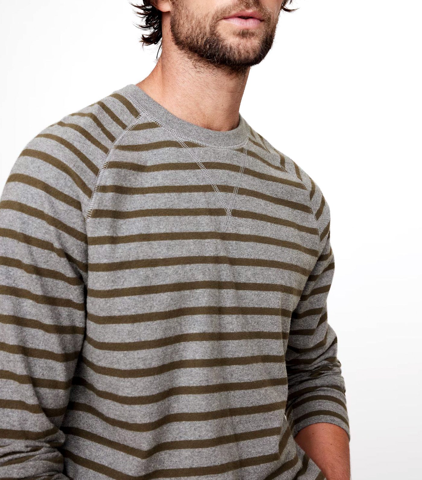 Brushed-Cotton T-Shirt Gray Stripe