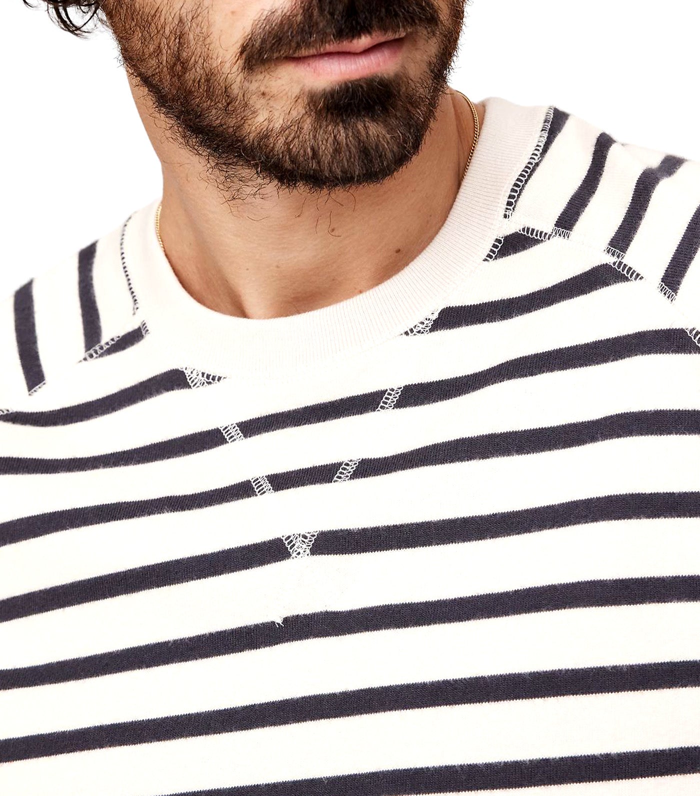 Brushed-Cotton T-Shirt Blue Stripe