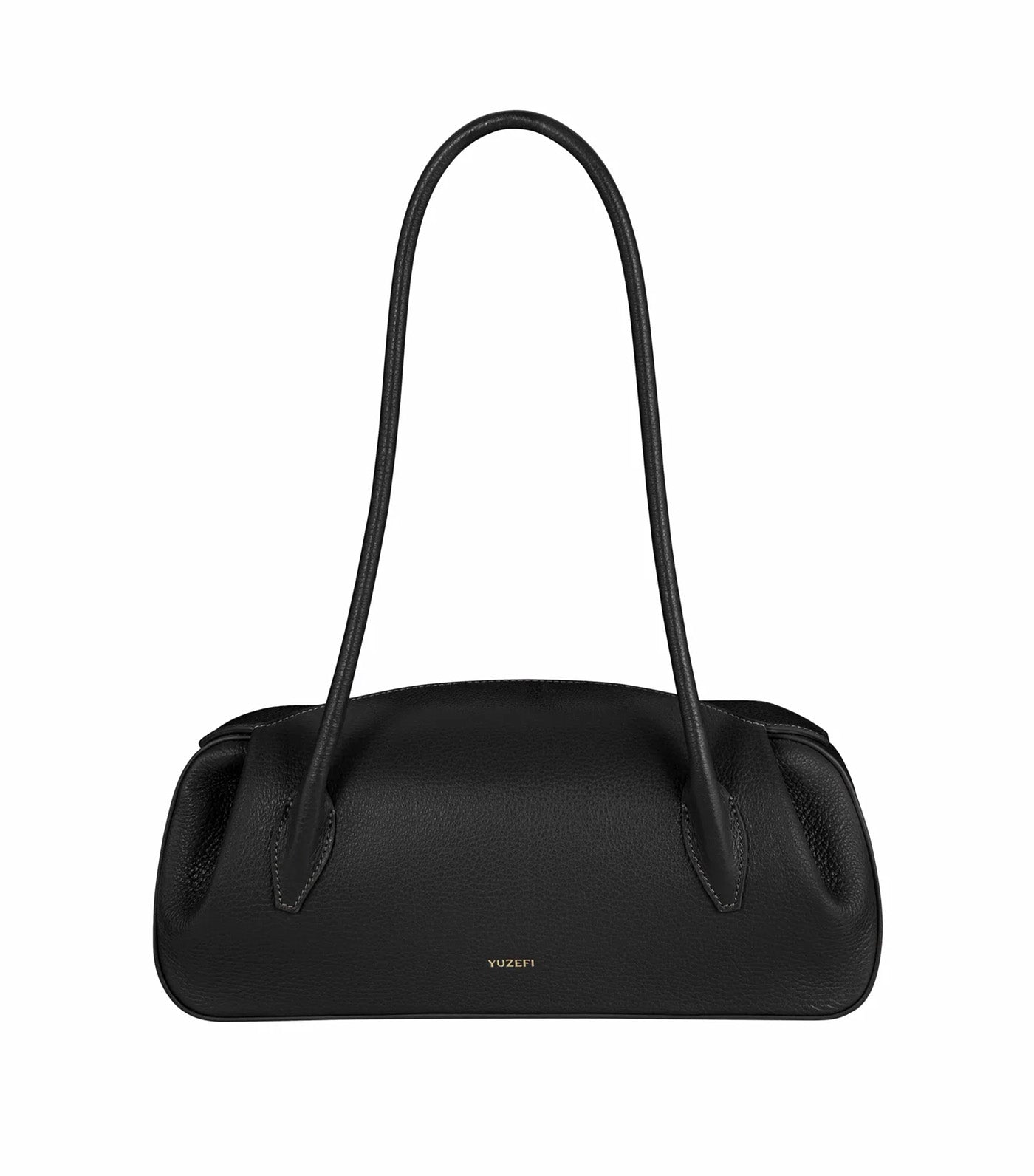 Oyster Shoulder Bag - Black Pebble Grained Leather