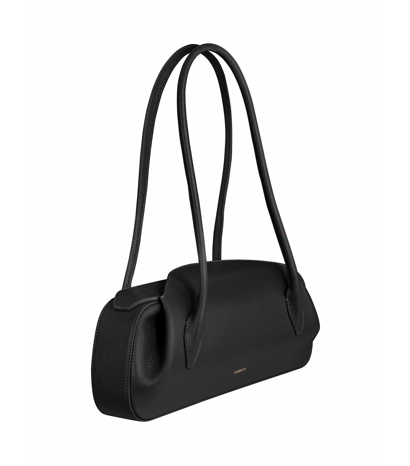 Oyster Shoulder Bag - Black Pebble Grained Leather