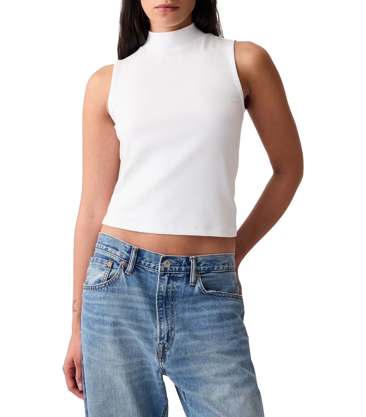 Modern Mockneck Tank Top Fresh White