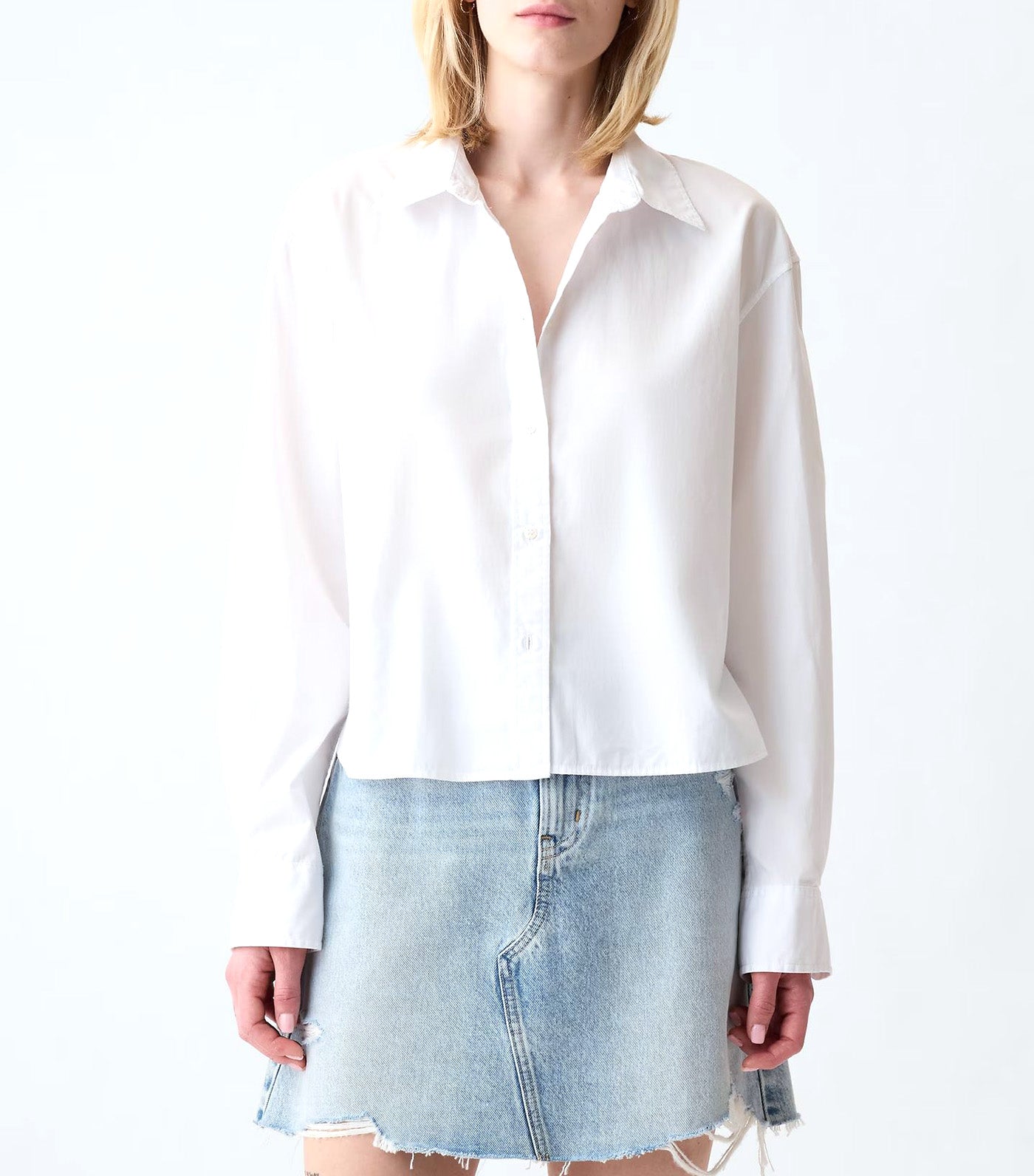 Organic Cotton Cropped Shirt Optic White