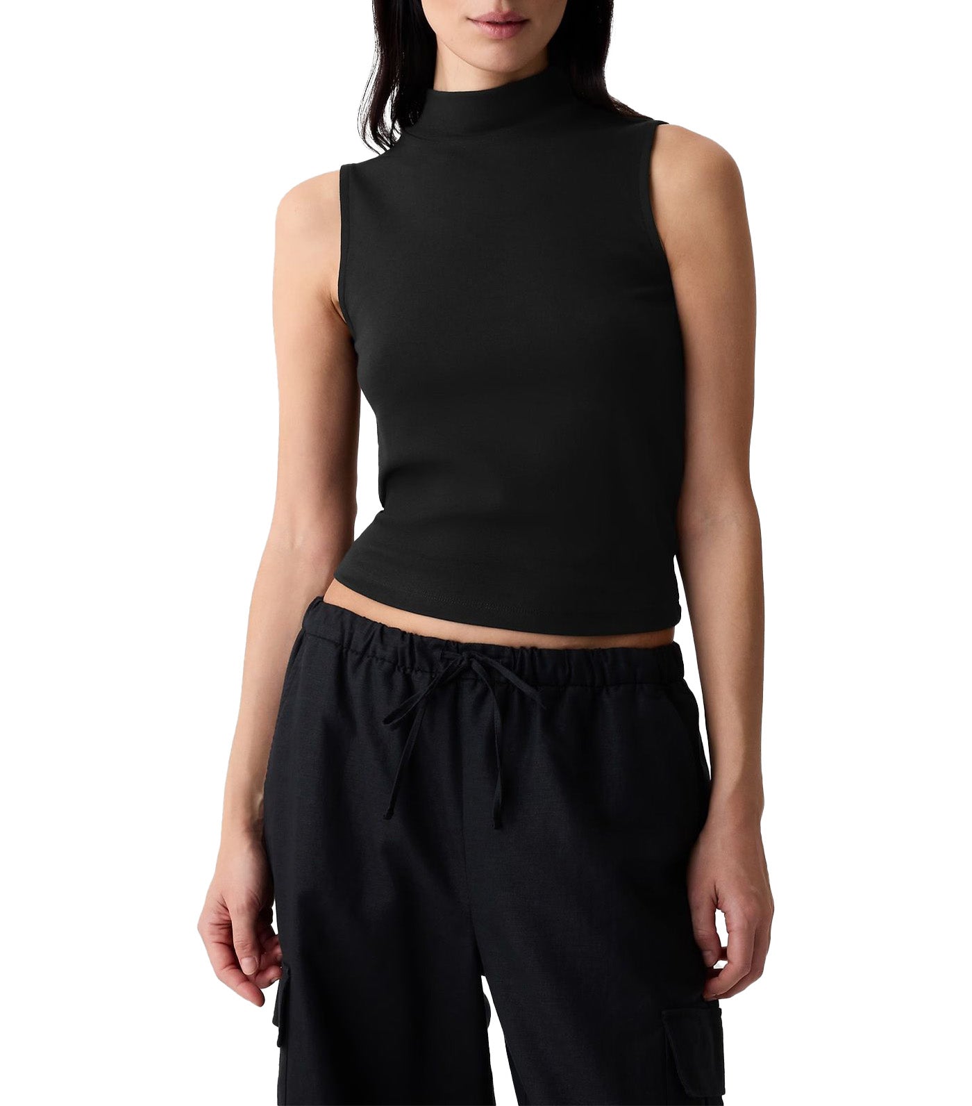 Modern Mockneck Tank Top Black