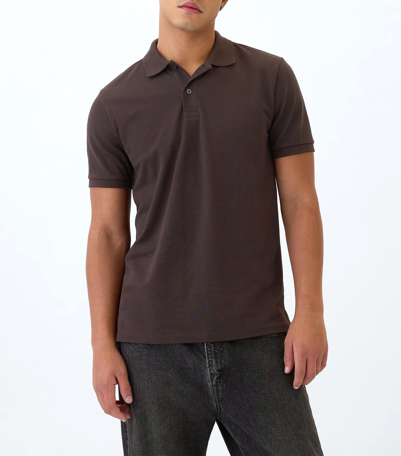 V-Stretch Pique Terra Brown