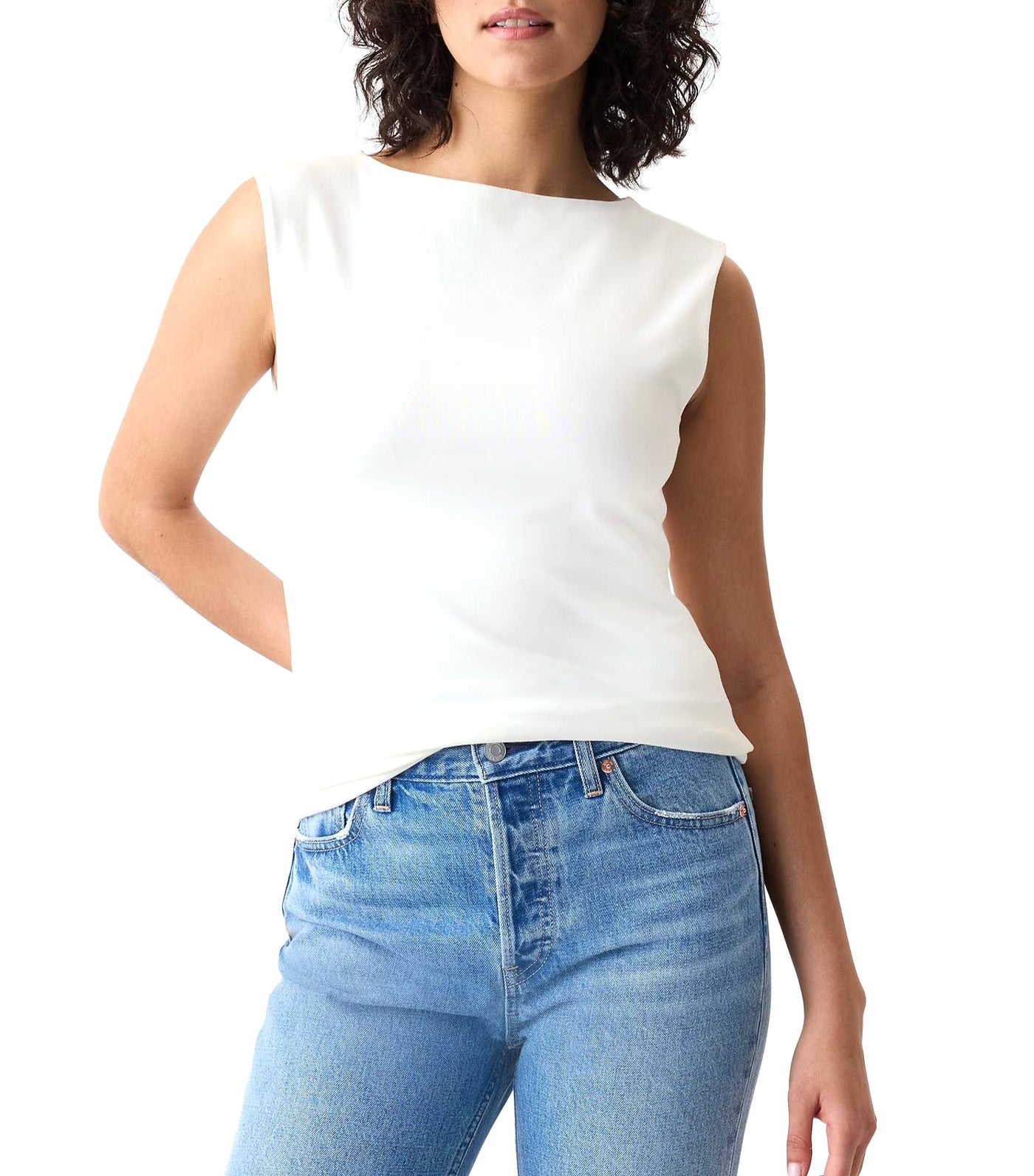 Modern Boatneck Top New Off White