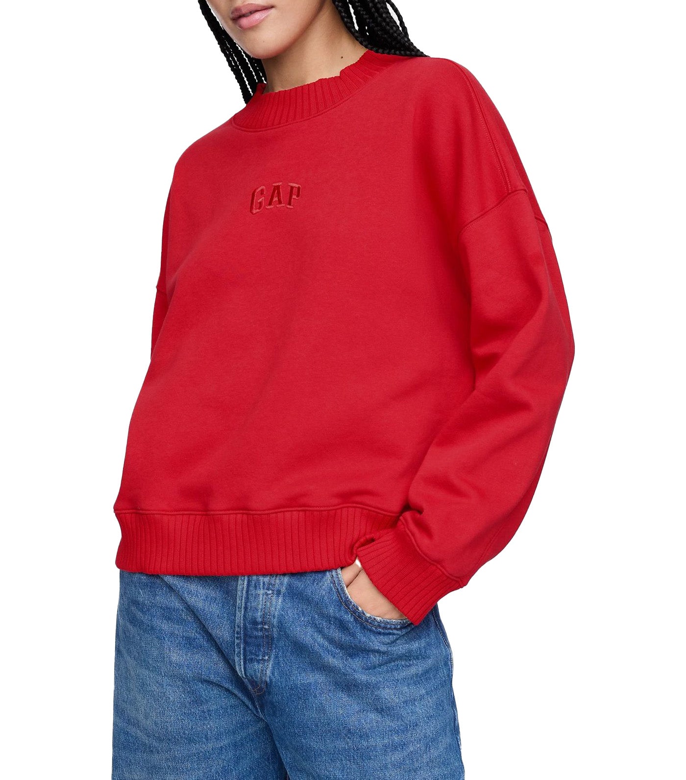 Vintage Soft Mockneck Logo Sweatshirt Modern Red