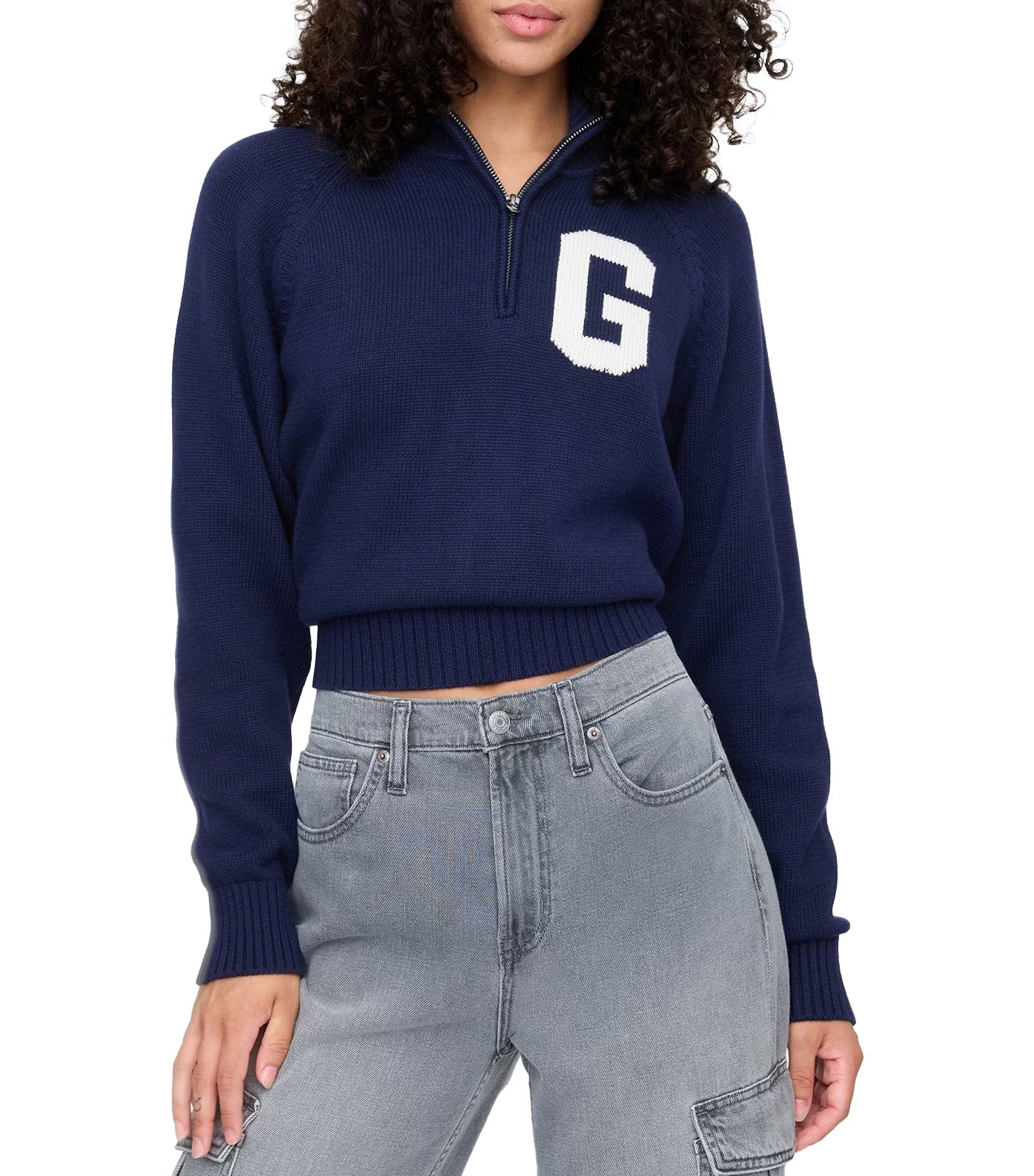 Half-Zip Pullover Logo Sweater Navy Uniform