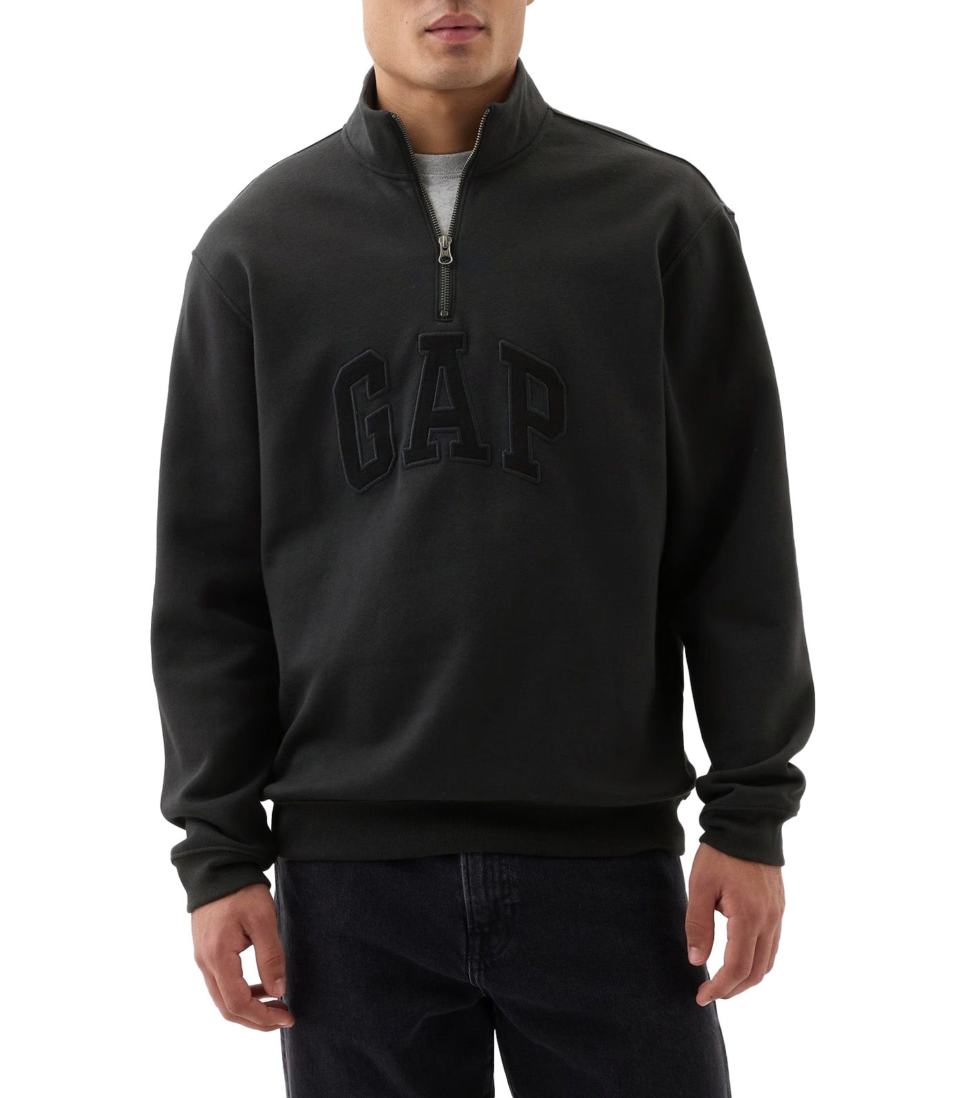 Relaxed Logo Quarter-Zip Sweatshirt Moonless Night