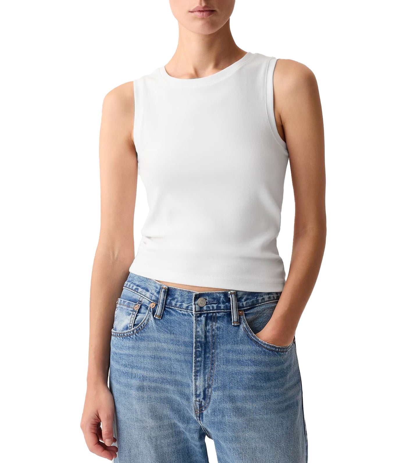 Modern Shell Tank Top Fresh White