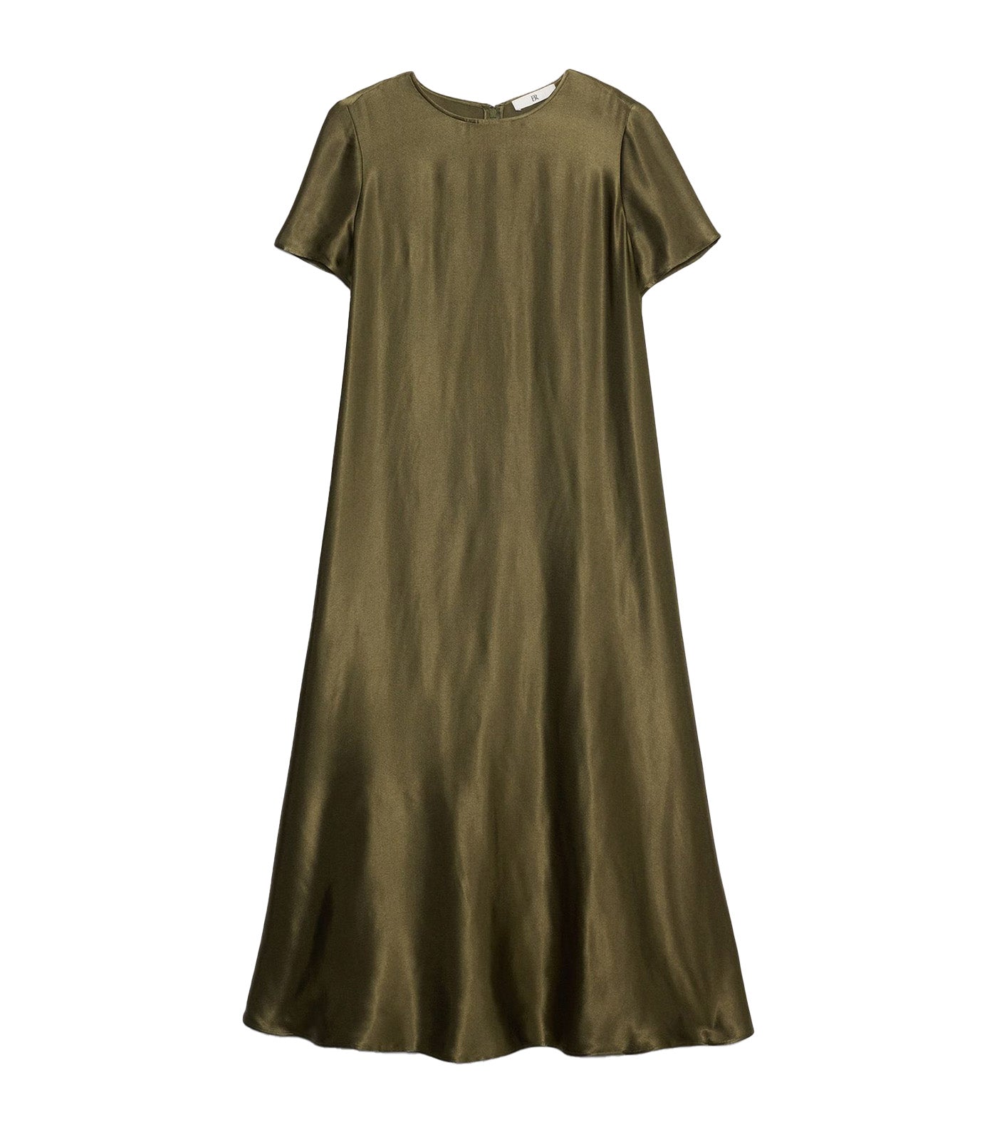 Aurelia Italian Satin Trapeze Dress Spiced Olive Green