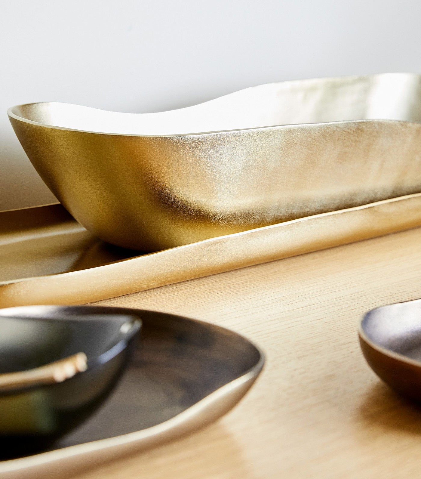 Organic Metal Tray Trough Light Brass