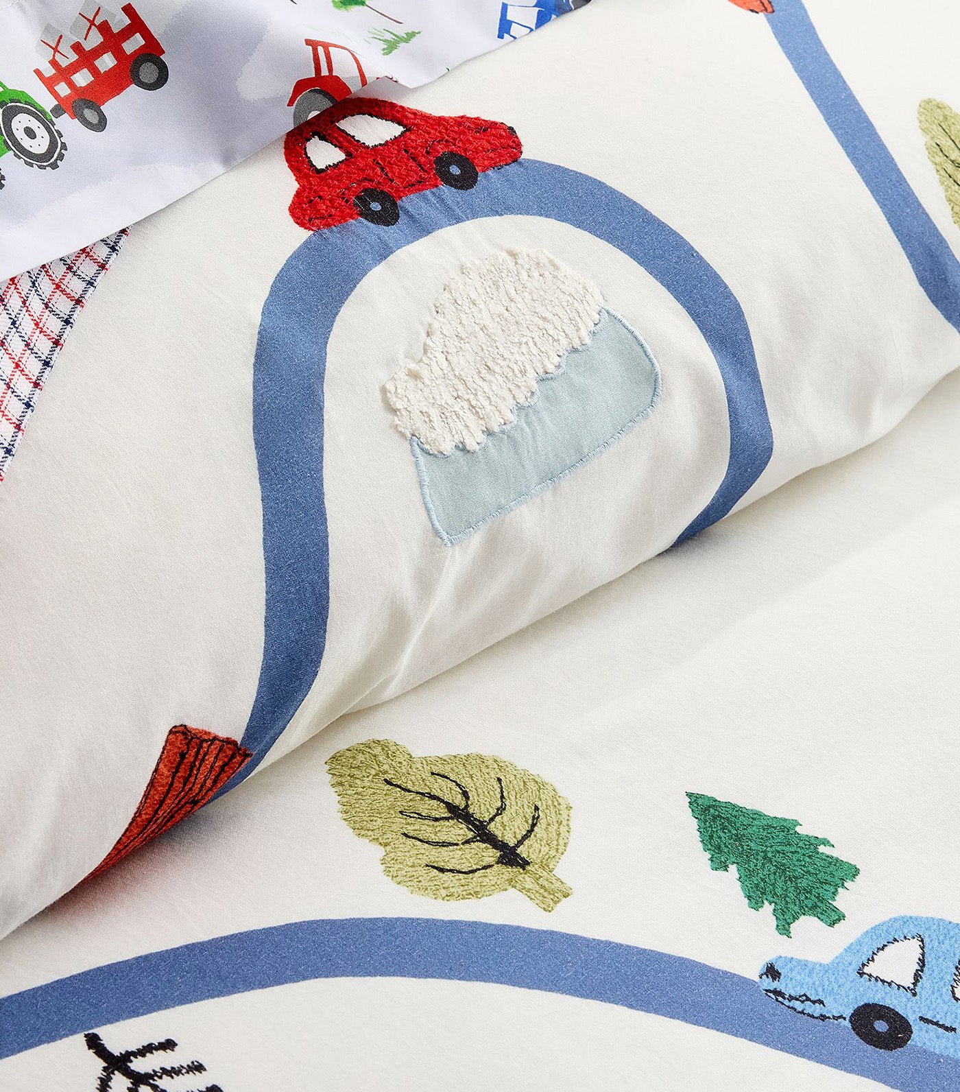 Chambray Embroidered Transportation Duvet Cover