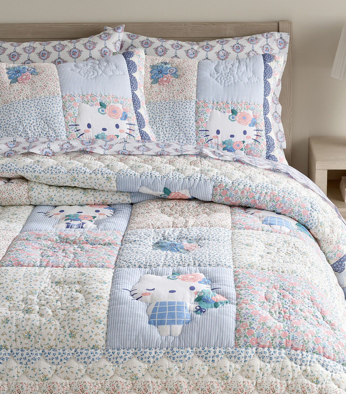 Hello Kitty® Chambray Patchwork Quilt and Sham