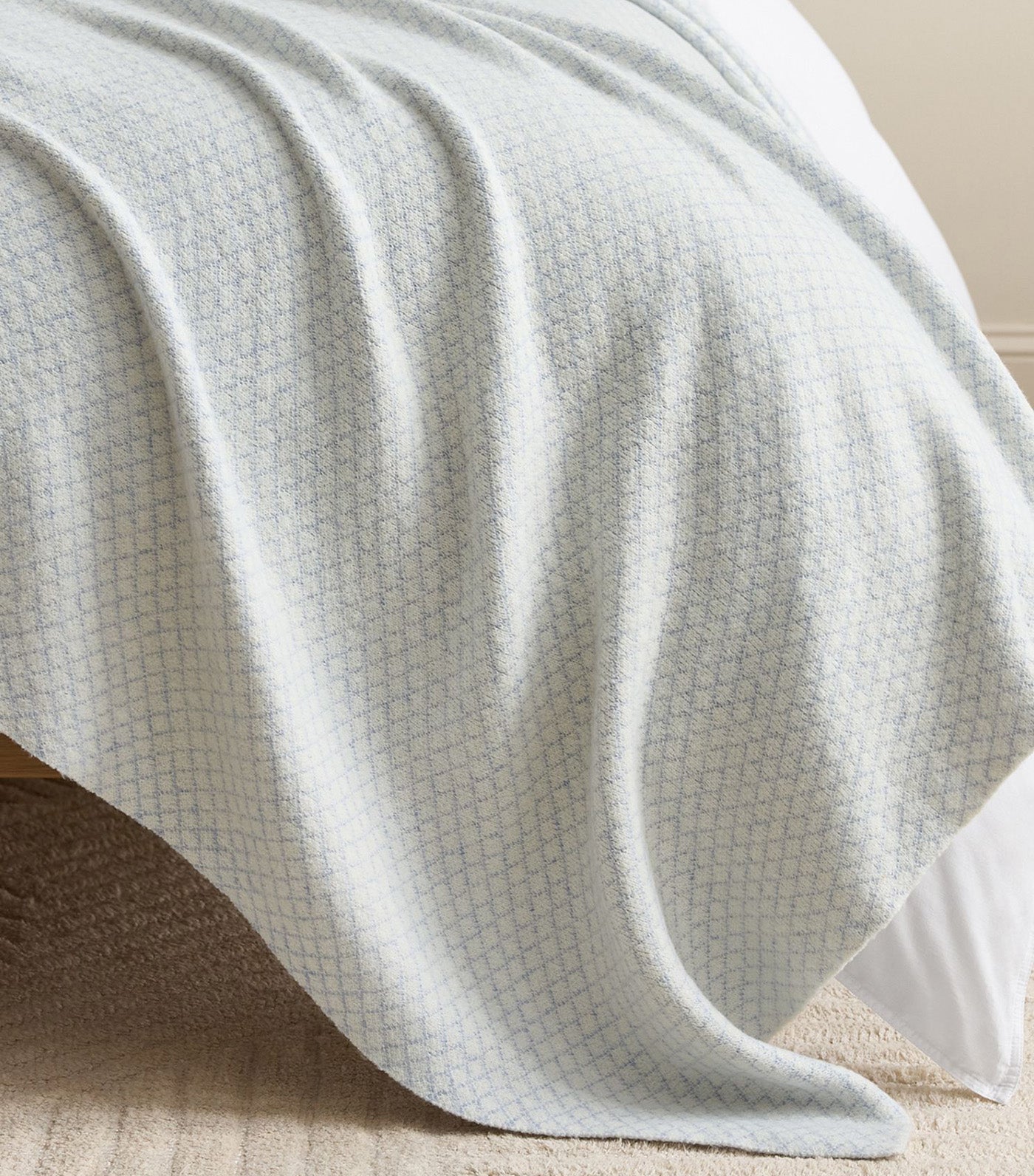 Diamond Bed Blanket Chambray Blue