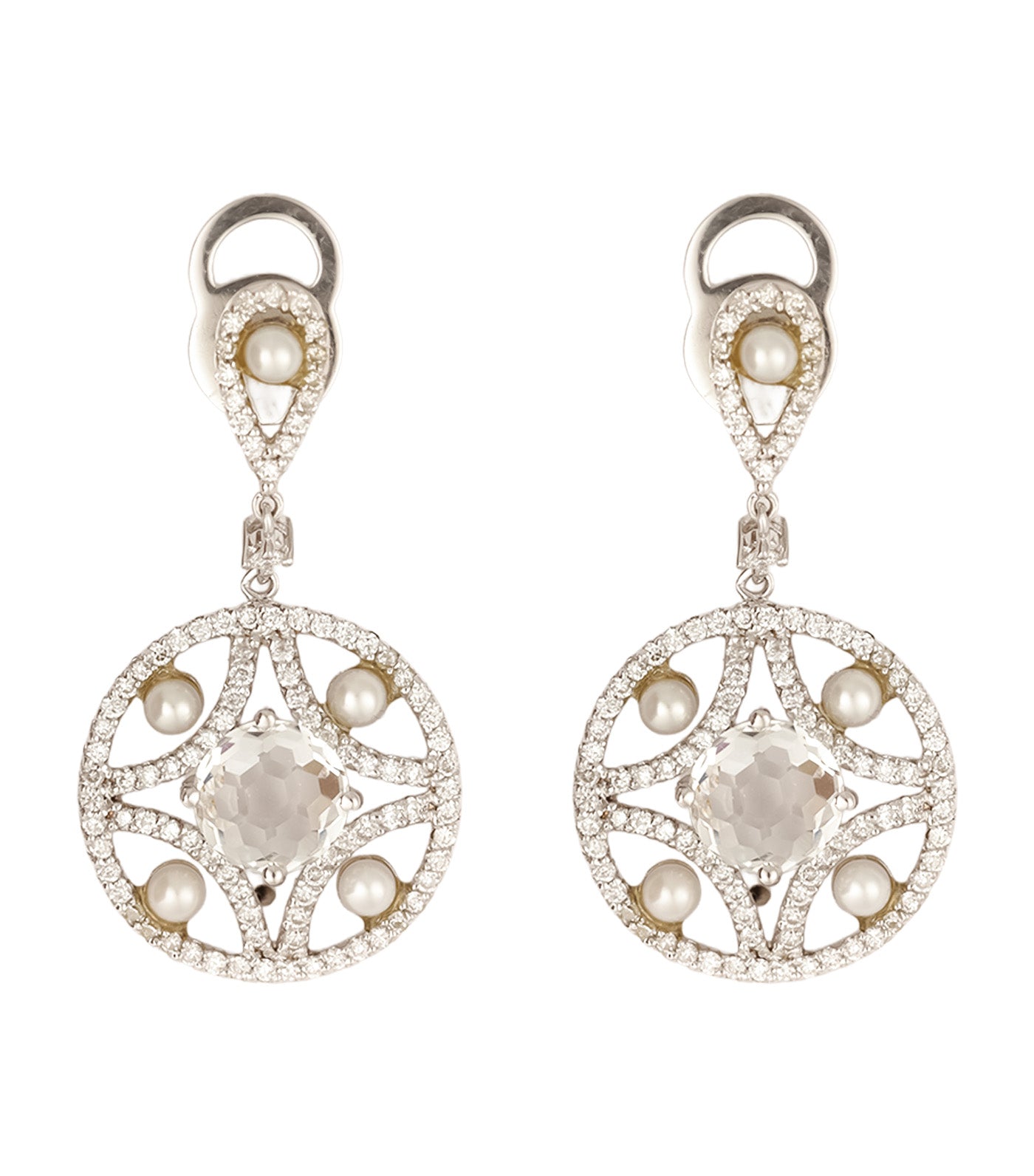 Topaz and Akoya Pearl Danglers White