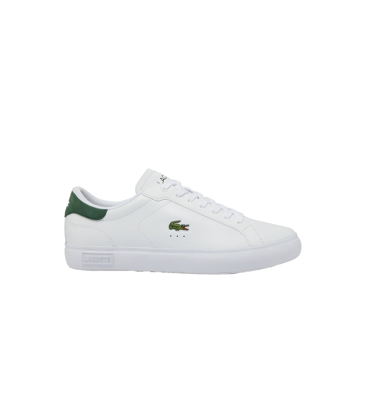 Men's Powercourt Logo Tongue Leather Trainers White/Dark Green